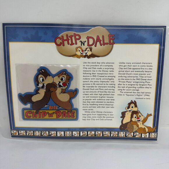 Chip N Dale 1943 Willabee & Ward Collectible Disney Patch & Fact Card - Picture 1 of 4